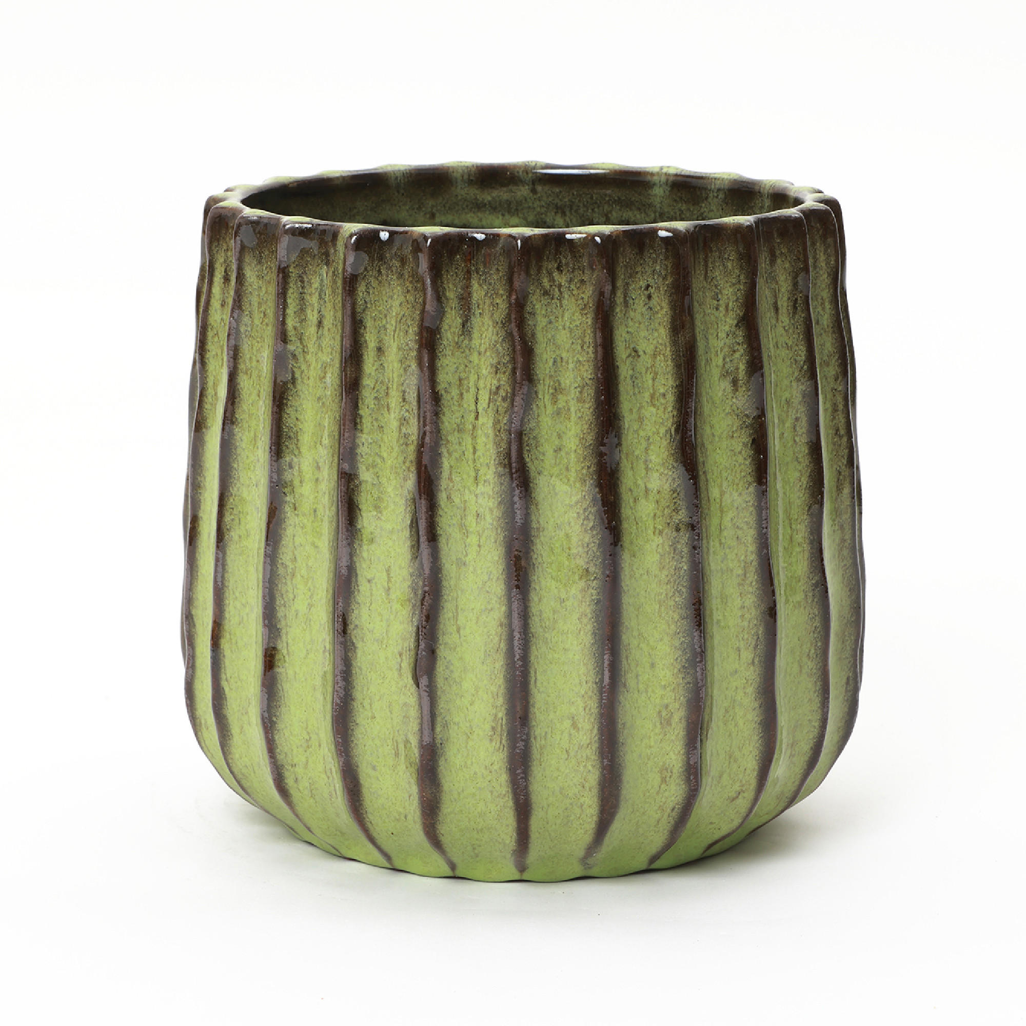 GRÜNER Keramik-Blumentopf, Durchmesser 21 cm, Höhe 21,5 cm - Grün, Keramik (21cm) - Hometopia