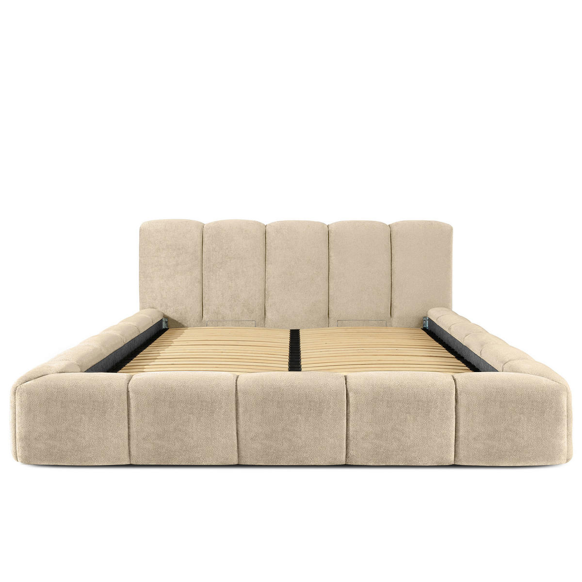 POLSTERBETT OLMIRA - Beige/Schwarz, Holz/Holzwerkstoff (202/203cm) - KONSIMO®