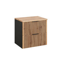SKRINKA POD UMÝVADLO 60.6cm Gaia Dubové drevo a čierna farba - čierna, kompozitné drevo (60.6/59/46cm) - Petits-meubles
