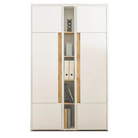 AKTENSCHRANK Set 3-teilig weiß matt, Eiche Wotan 120 x 200 cm, Schrank-Regal-Kombination mit 15 Fächern - Eichefarben/Silberfarben, Holzwerkstoff/Kunststoff (120/200/40cm) - Furn.Design