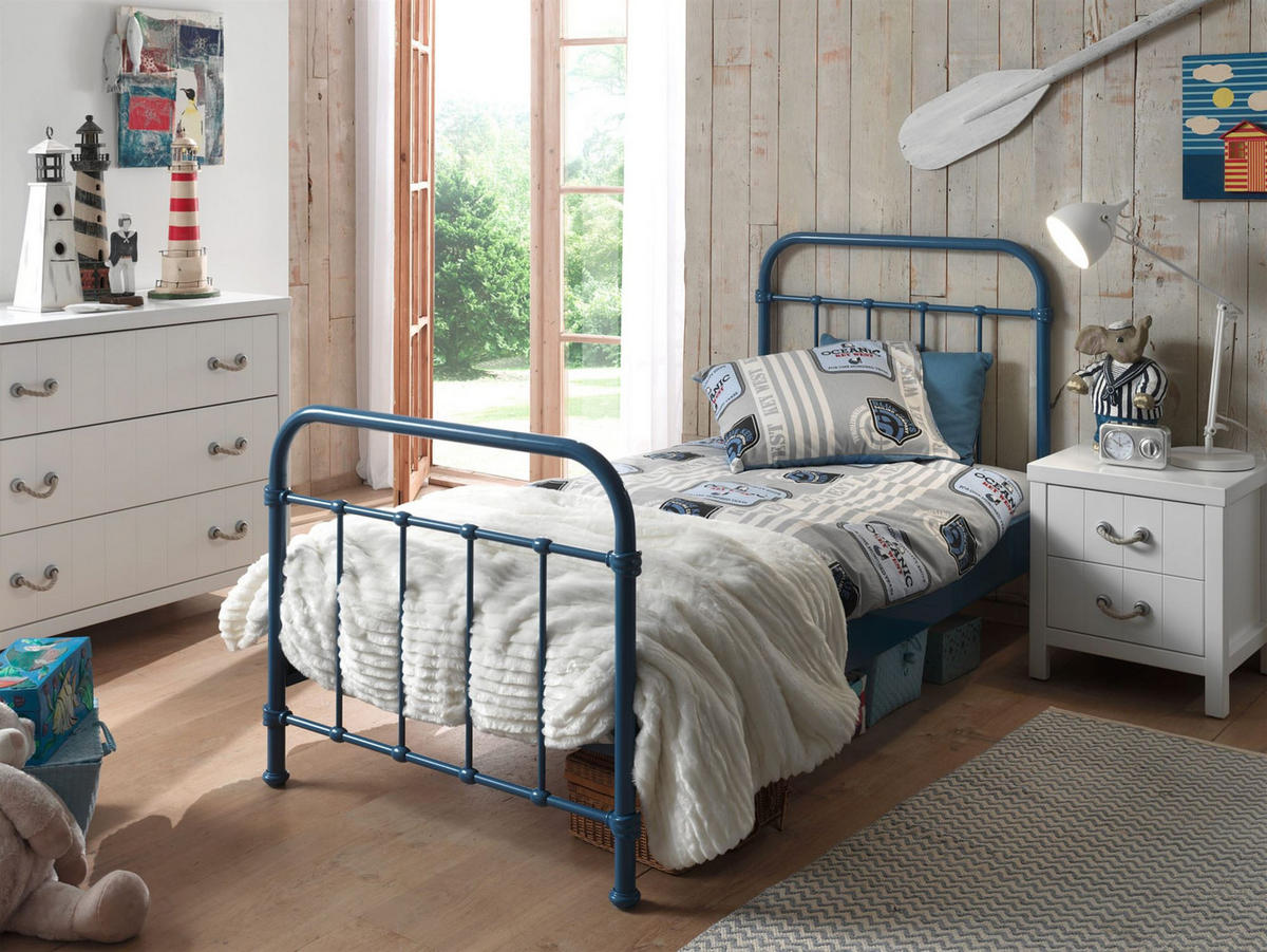 METALLBETT Karlyn 210x111x98 aus Metall in Blau - Blau, Metall (90/200cm) - 58aufmkessel
