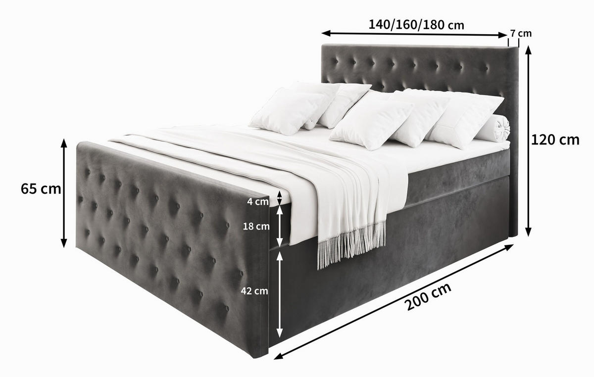 BOXBETT FONDI 180x200 cm mit Matratze und Topper - Beige - Beige, Holz (180/200cm) - MASSENO