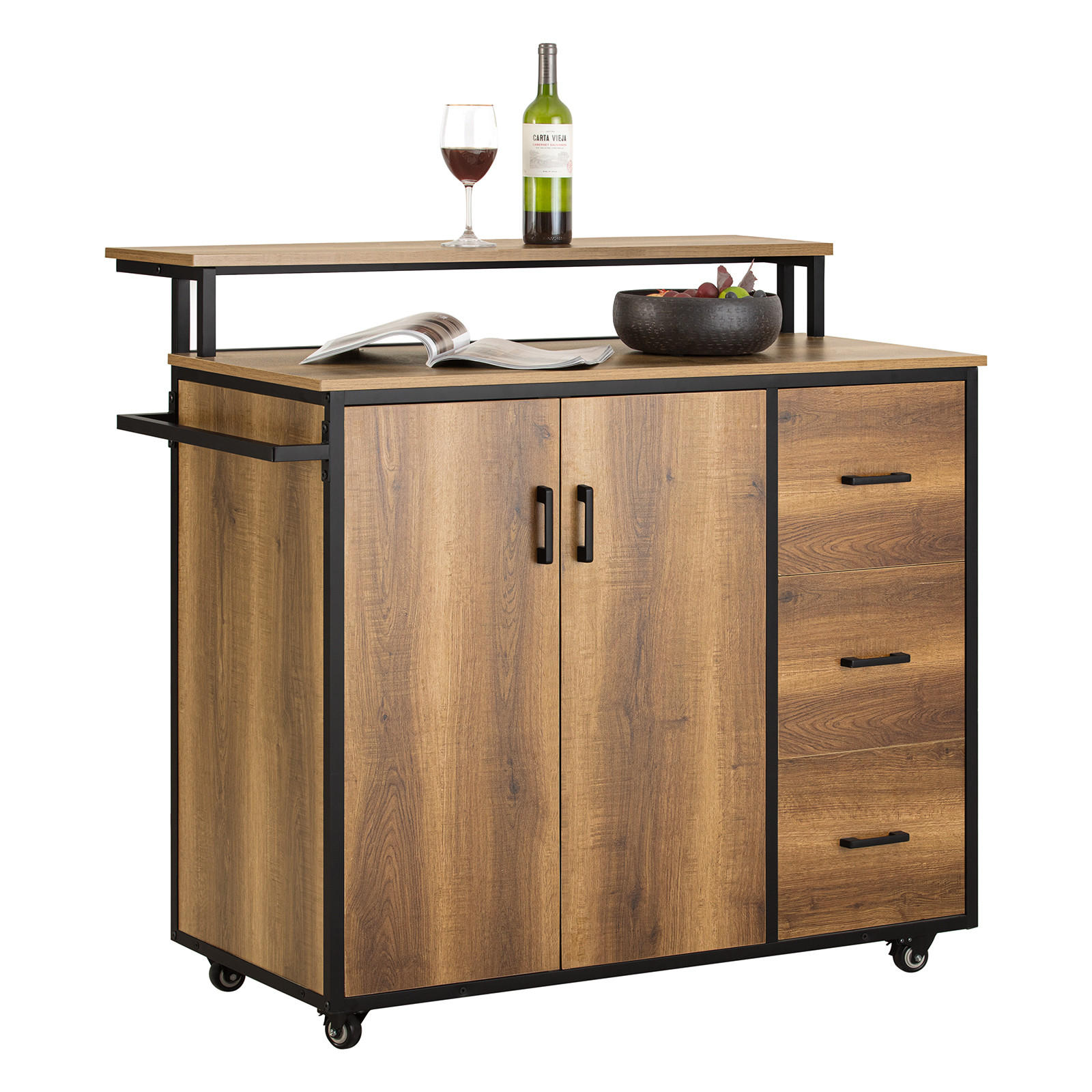 KÜCHENINSEL rollbar Vintage Braun - Naturfarben, Holzwerkstoff (106/14/58cm) - SoBuy