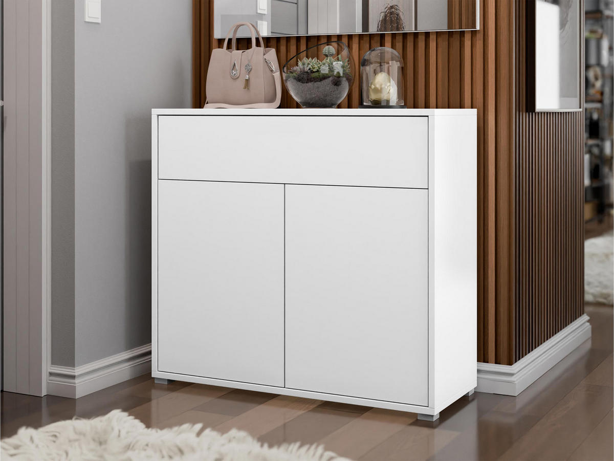 KOMMODE Gesita 2D3S - Silberfarben/Weiß, Holzwerkstoff/Kunststoff (100/93/40cm) - MIRJAN24