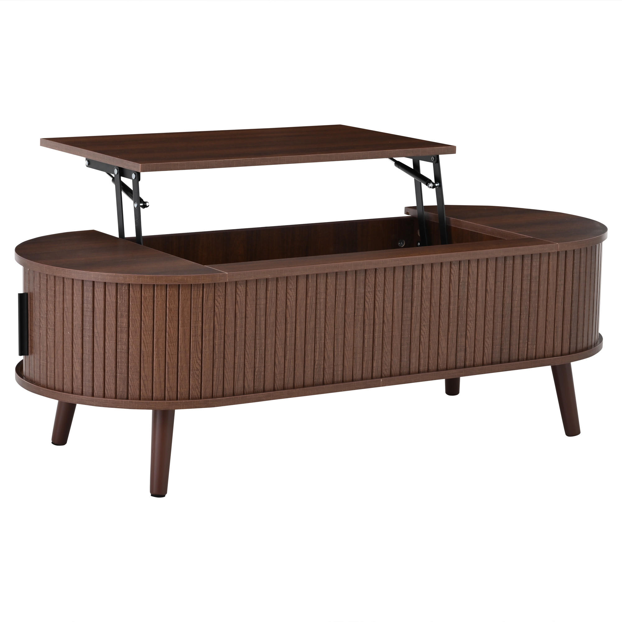 COUCHTISCH 120x50x39.5 cm Nussbaum Lift Stauraum 5 Fächer - Walnussfarben, Holzwerkstoff (120/50/39.5cm)