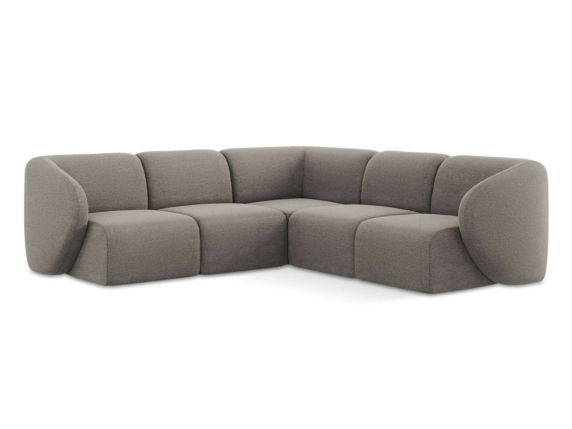 ECKSOFA Bouclé Stoff Grau - Schwarz/Grau, Holzwerkstoff/Kunststoff (251/251cm) - Makamii