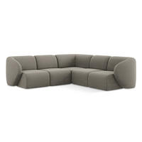 ECKSOFA Bouclé Stoff Grau - Schwarz/Grau, Holzwerkstoff/Kunststoff (251/251cm) - Makamii