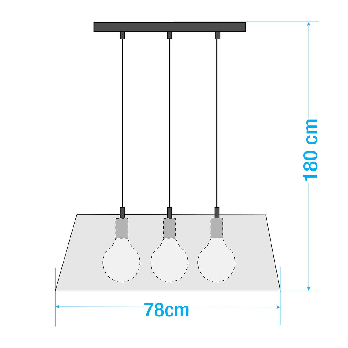 PENDELLEUCHTE - Eisen - 3-flammig - Schwarz, Metall (30/78/180cm) - home24