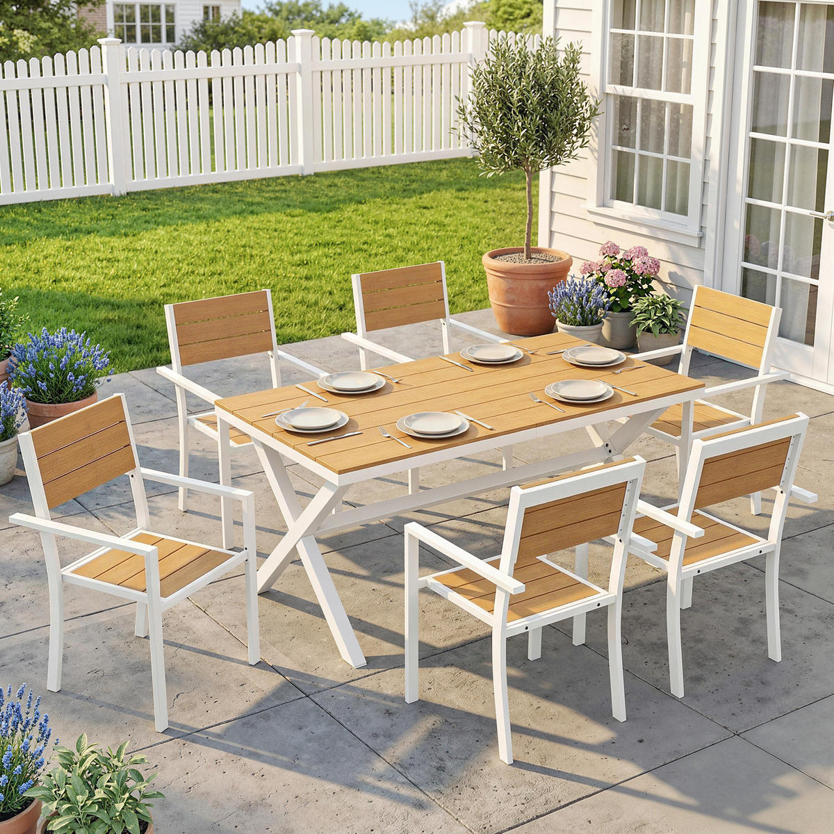 GARTENMÖBEL-SET Teakfarben 160.0/86.0/72.0cm - Teakfarben, Metall