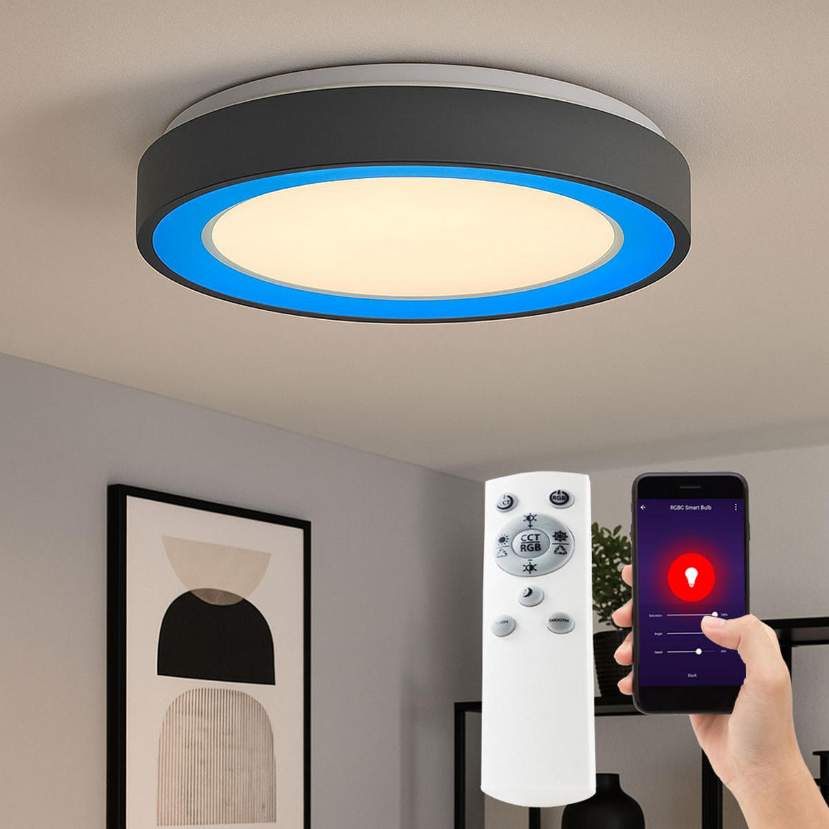 LED DECKENLEUCHTE Anthrazit Metall - Anthrazit, Metall (39/39/8cm) - Brilliant