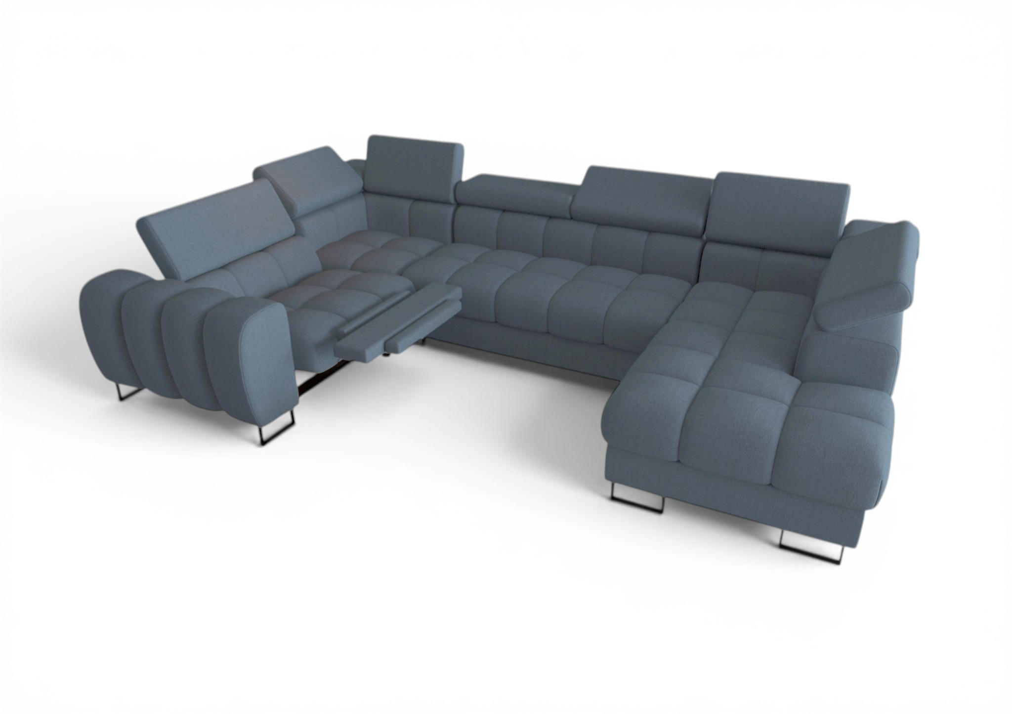 WOHNLANDSCHAFT Bastien Relax - Blau, Holzwerkstoff/Textil (350/95/198cm) - Fun Möbel