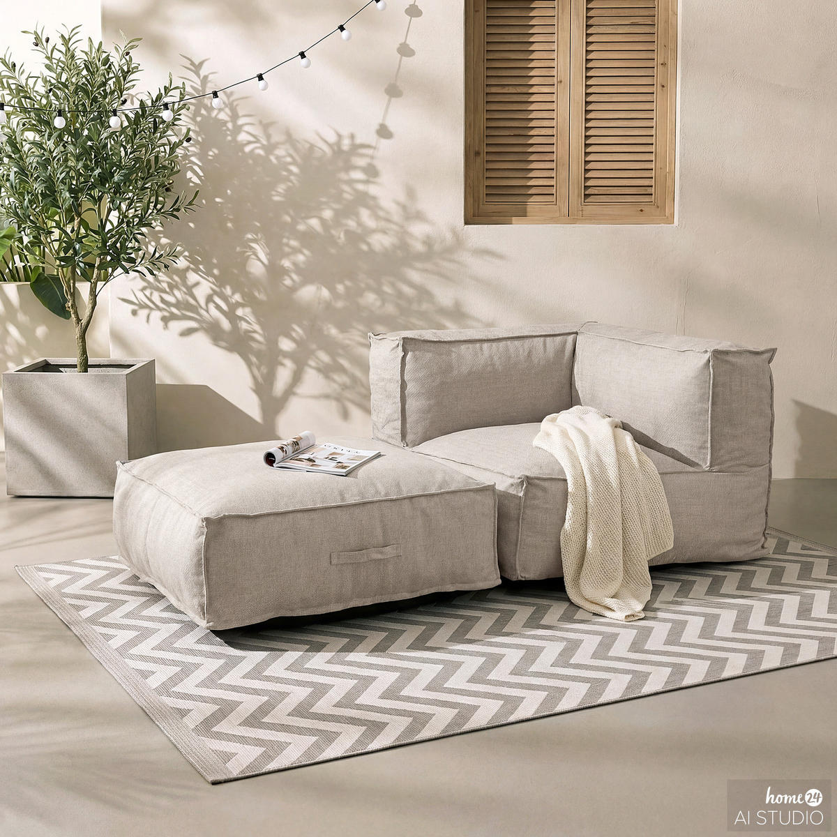 LOUNGEGRUPPE - 2-teilig - Olefin - Beige - Beige, Textil (190/80/95cm) - home24