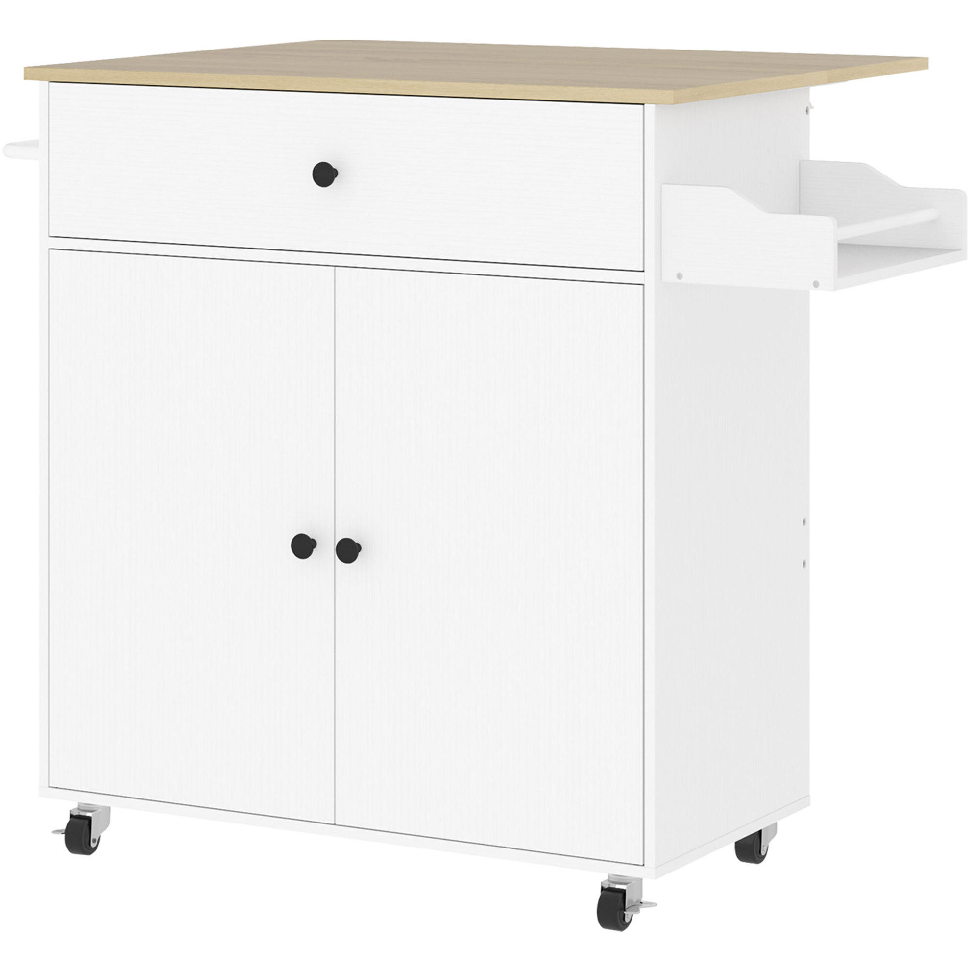 KÜCHENINSEL 42/106/87 cm Weiß mit klappbarer Platte - Weiß, Holzwerkstoff (106/87/42cm) - OKWISH