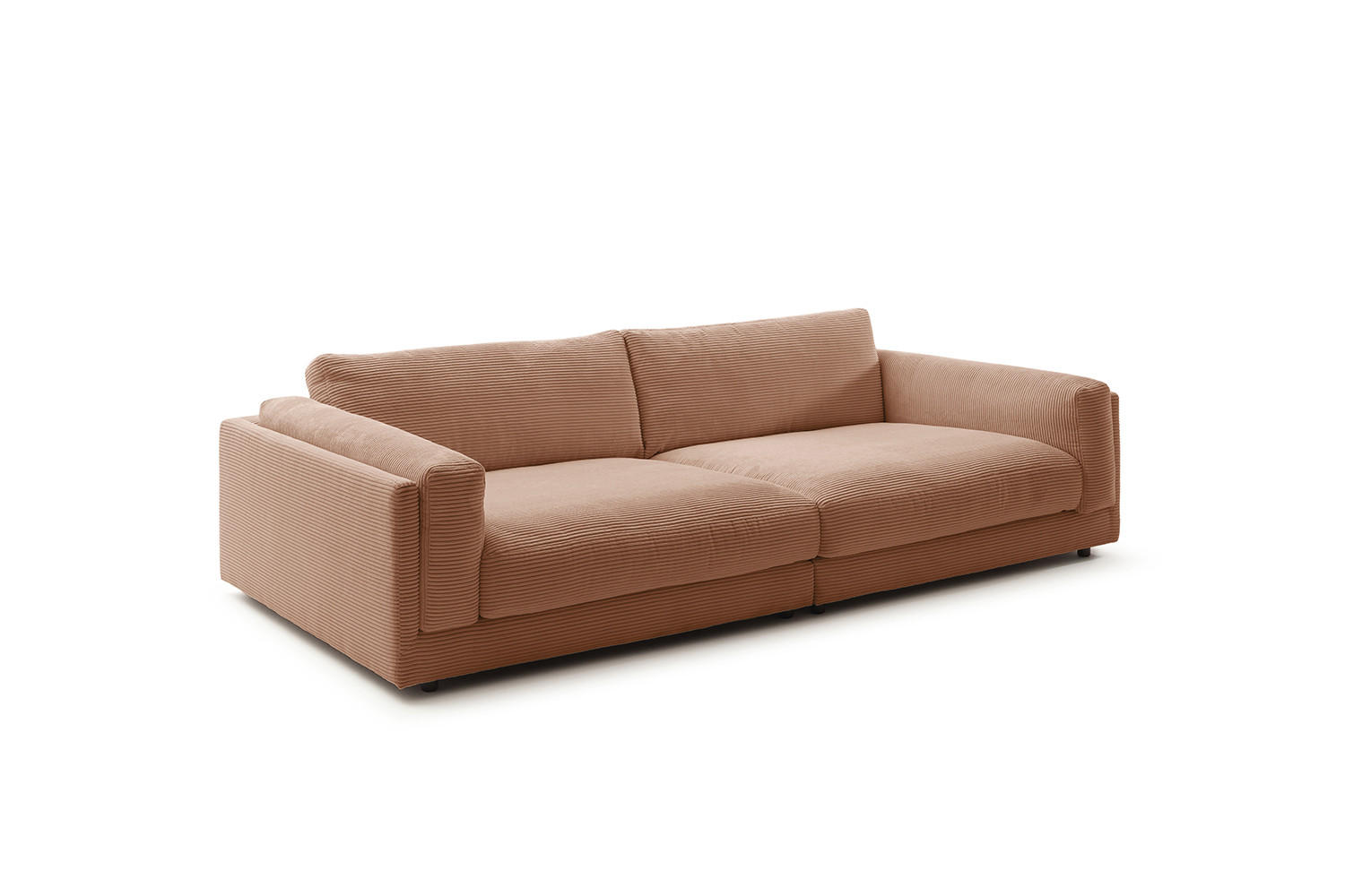 BIG SOFA RAINA Braun Cord - Dunkelbraun/Schwarz, Kunststoff/Textil (254/85/150cm) - KAWOLA