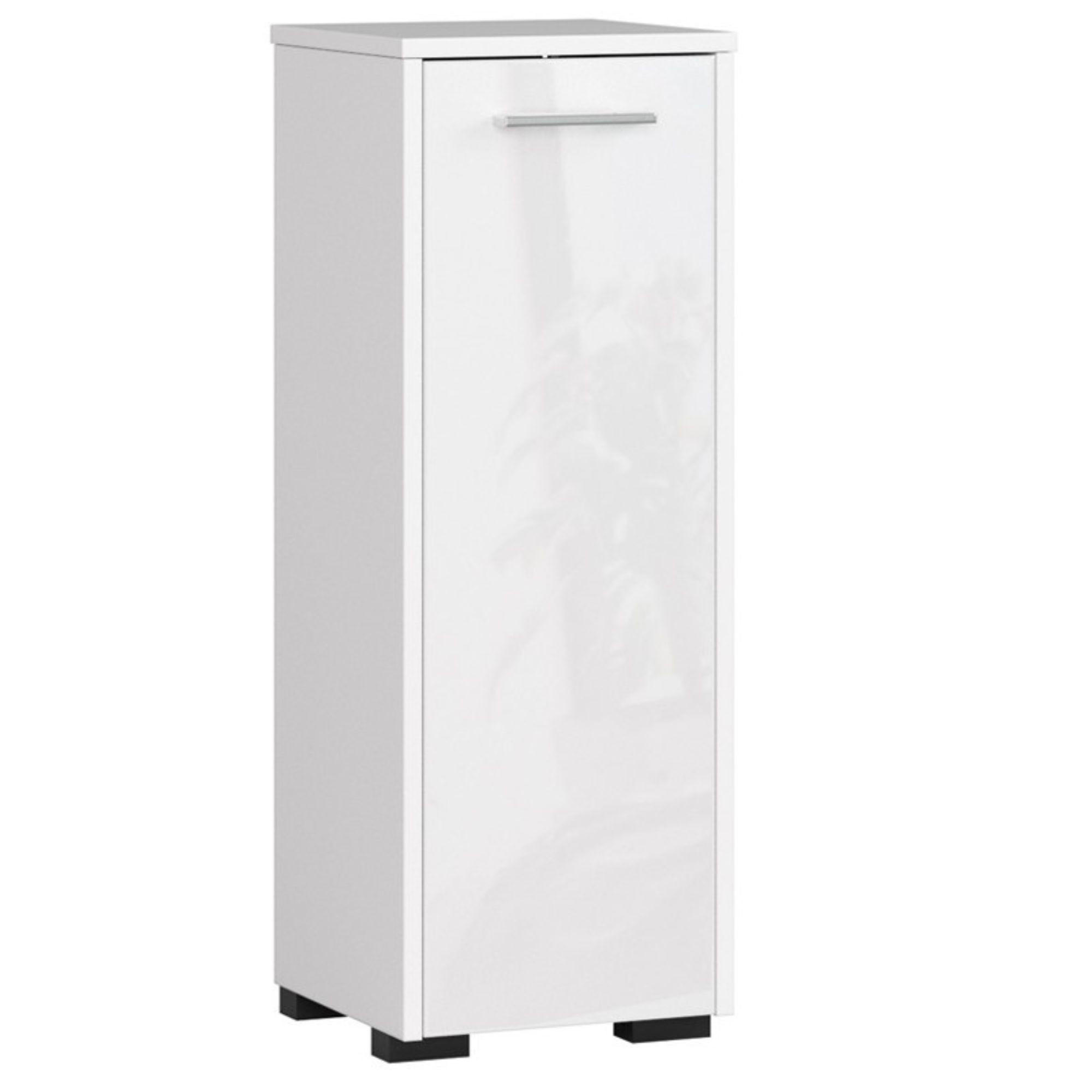 Akord Unterschrank Weiß, Weiß Hochglanz 30x85x30 cm