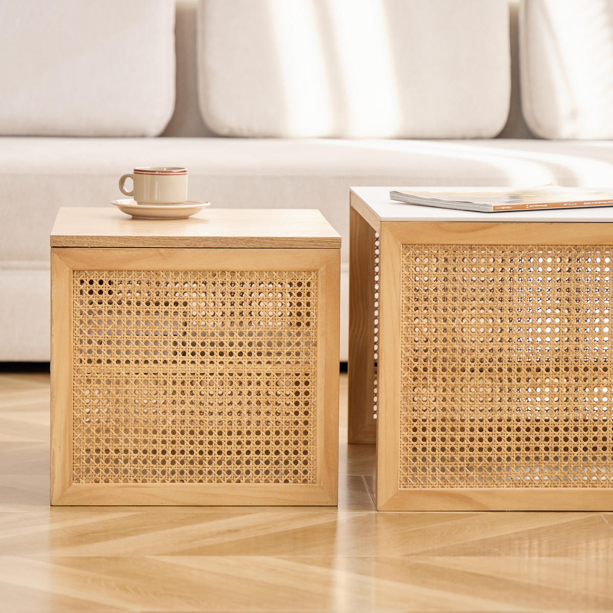 COUCHTISCH (2er Set) Rechteckig Braun 50 x 39 x 36 cm / 70 x 60 x 40 cm - Braun, Holz (60/70/40cm) - Nordlys