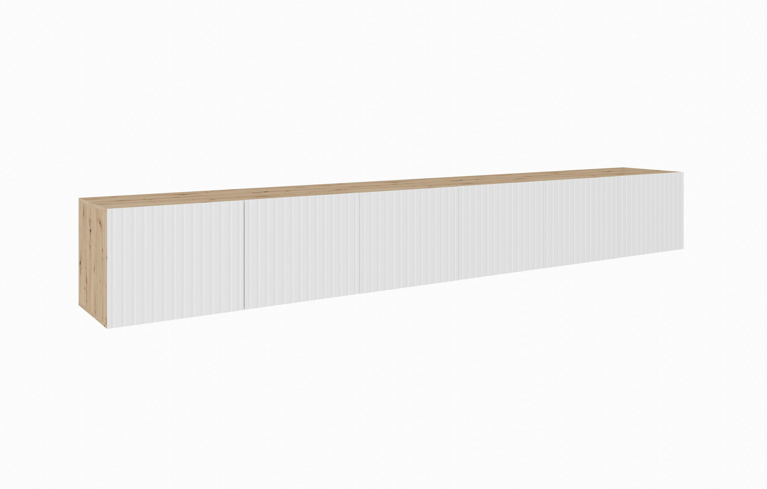 Meblini Tv-Schrank Eiche Artisan, Weiß 300x41x40 cm