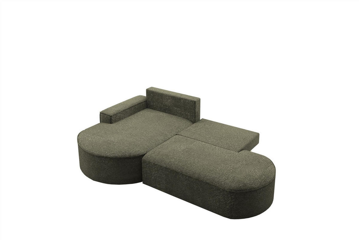 ECKSOFA Girona Mit Schlaffunktion - Grün, Holzwerkstoff/Textil (278/179cm) - Fun Möbel