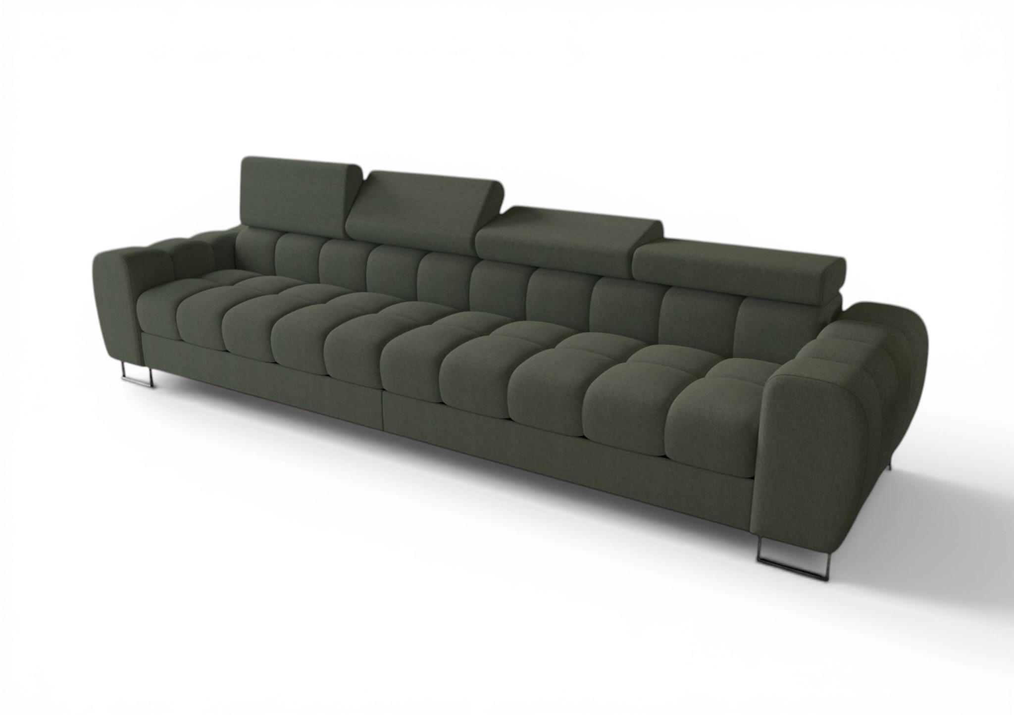 SOFA 4-sitzer Bastien In Stoff Gemma - Grün, Holzwerkstoff/Textil (335/95/97cm) - Fun Möbel