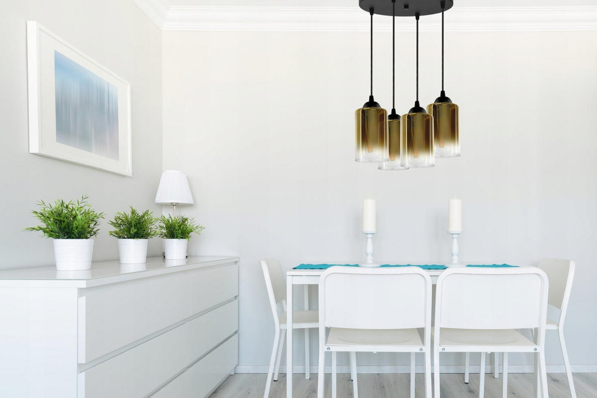 PENDELLEUCHTE GRAF - Transparent/Goldfarben, Glas/Metall (35/35/80cm) - kiki design