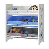 KINDERREGAL Boiro - Blau/Weiß, Holzwerkstoff/Textil (62/59.5/29.5cm) - [en.casa]