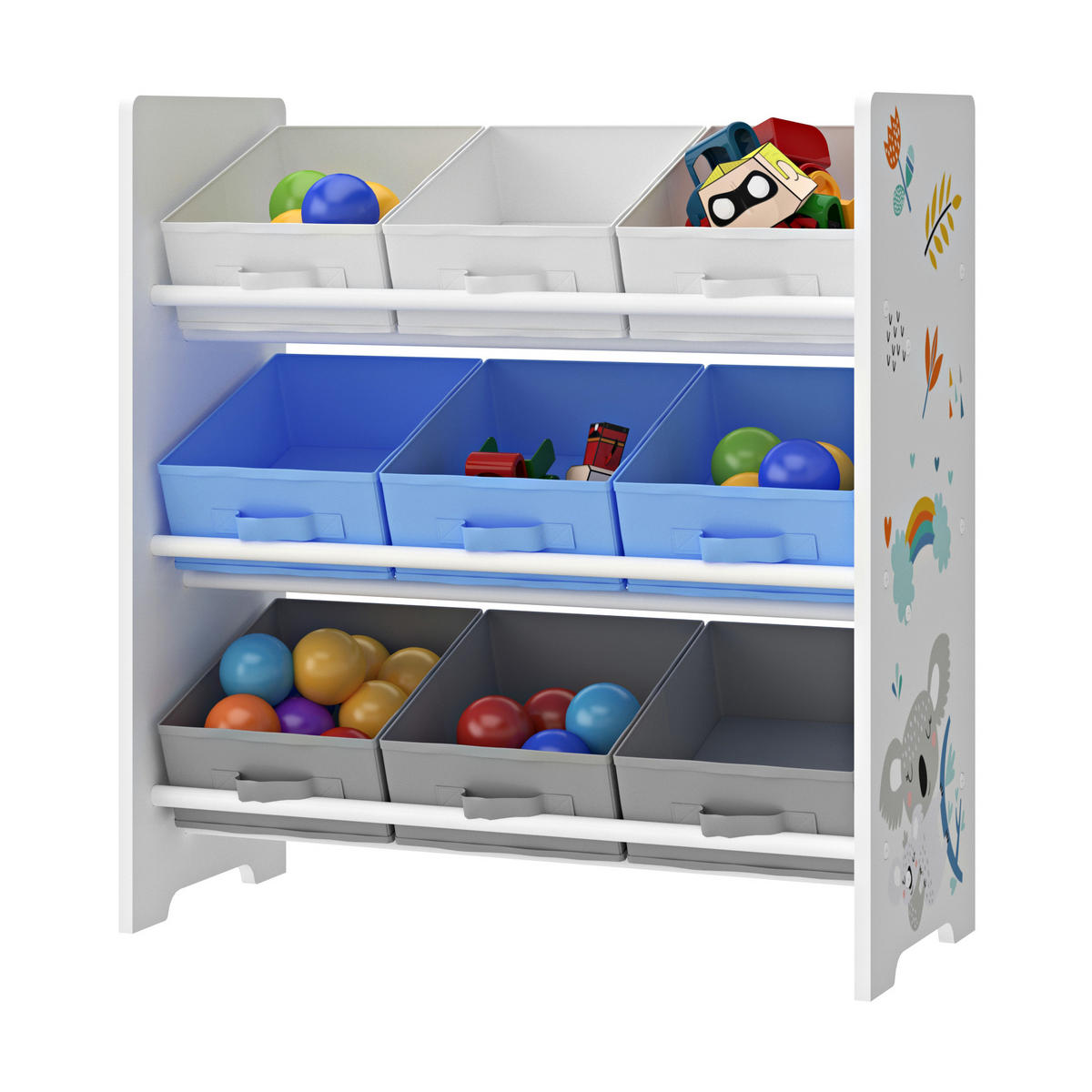 KINDERREGAL Boiro - Blau/Weiß, Holzwerkstoff/Textil (62/59.5/29.5cm) - [en.casa]