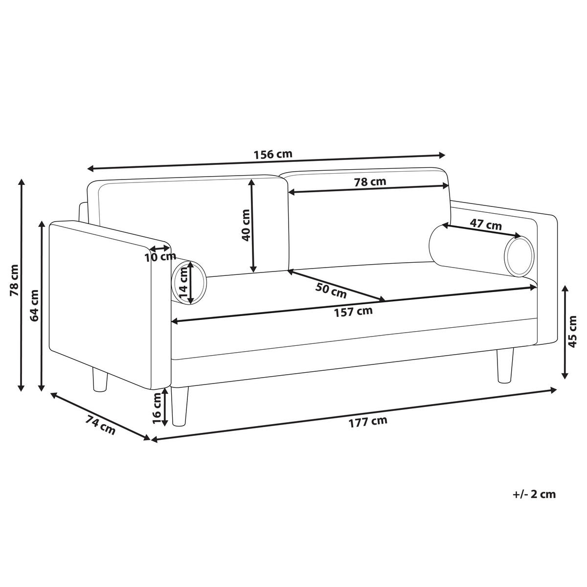 3-SITZER-SOFA goldbraun Nurmo - Dunkelbraun/Braun, Textil (177/78/74cm) - Beliani