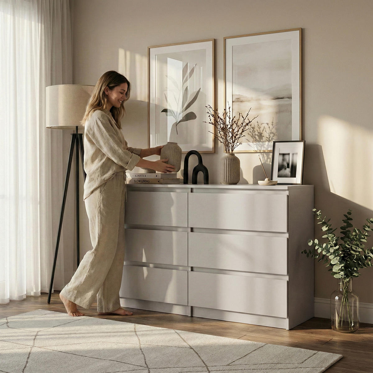 KOMMODE Lemon mit 6 Schubladen, 120 cm, Kaschmir - Kaschmir, Holzwerkstoff (120/78/39cm) - Beautysofa