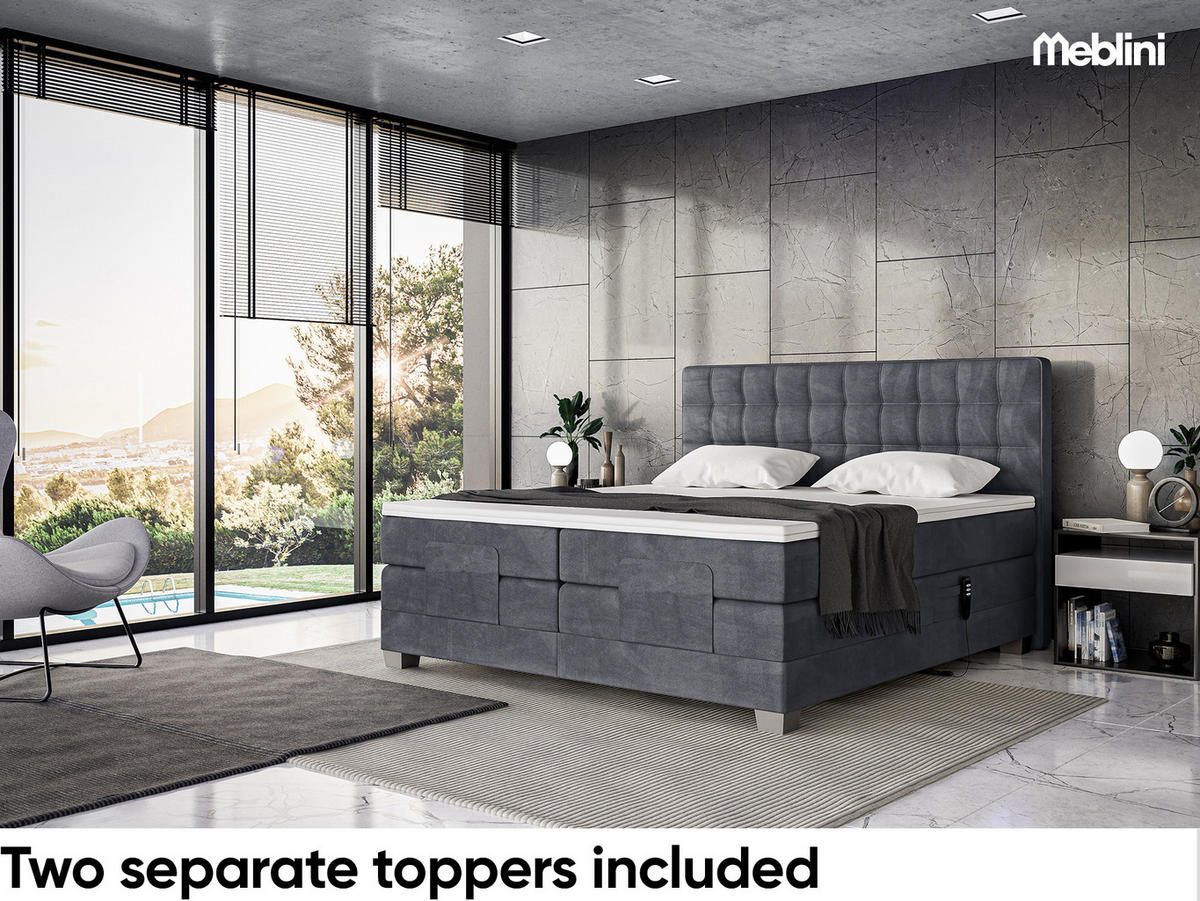 BOXSPRINGBETT Edison - Dunkelgrau/Silberfarben, Textil (200/200cm) - Meblini