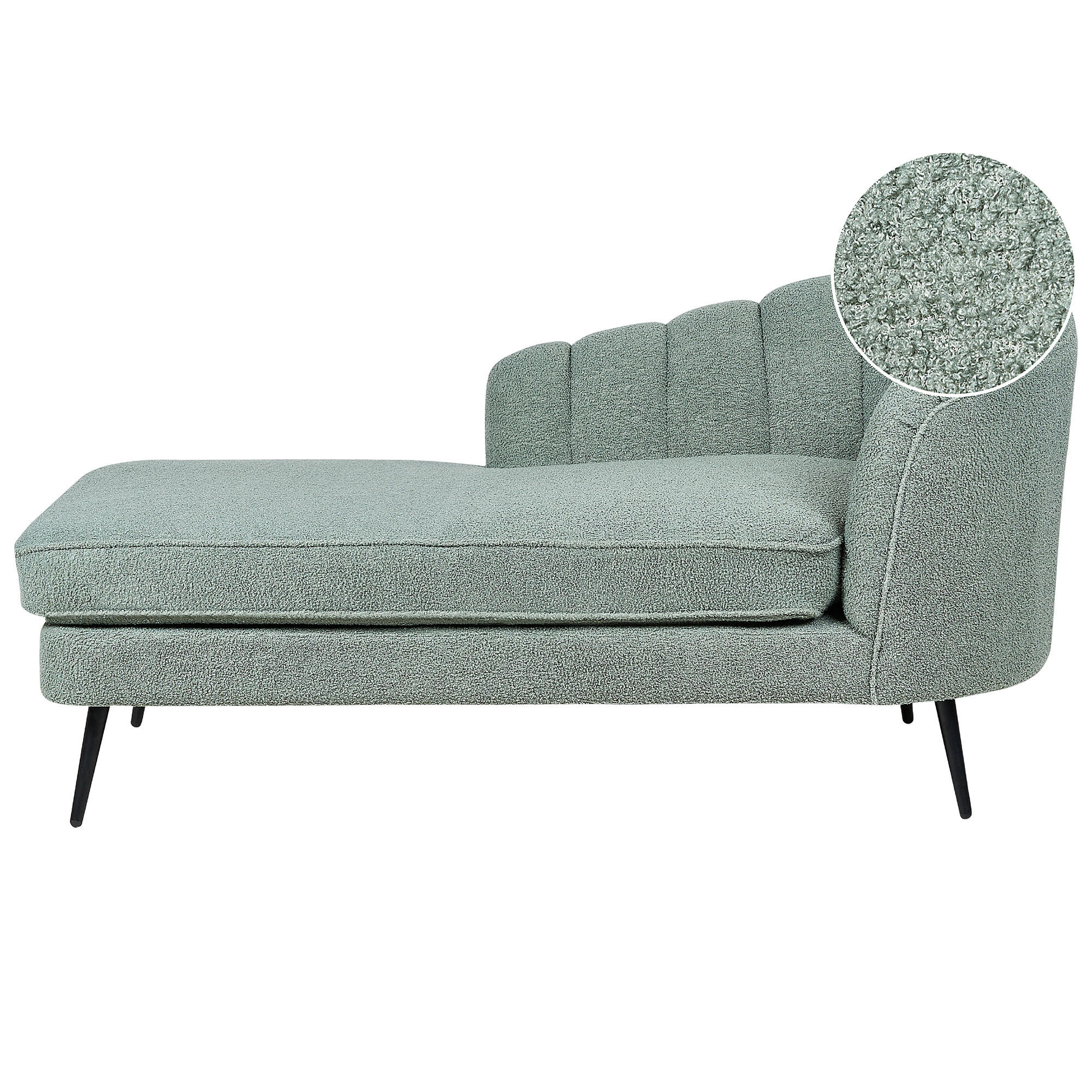 CHAISELONGUE Bouclé grün rechtsseitig Allier - Schwarz/Grün, Textil (150/75/76cm) - Beliani