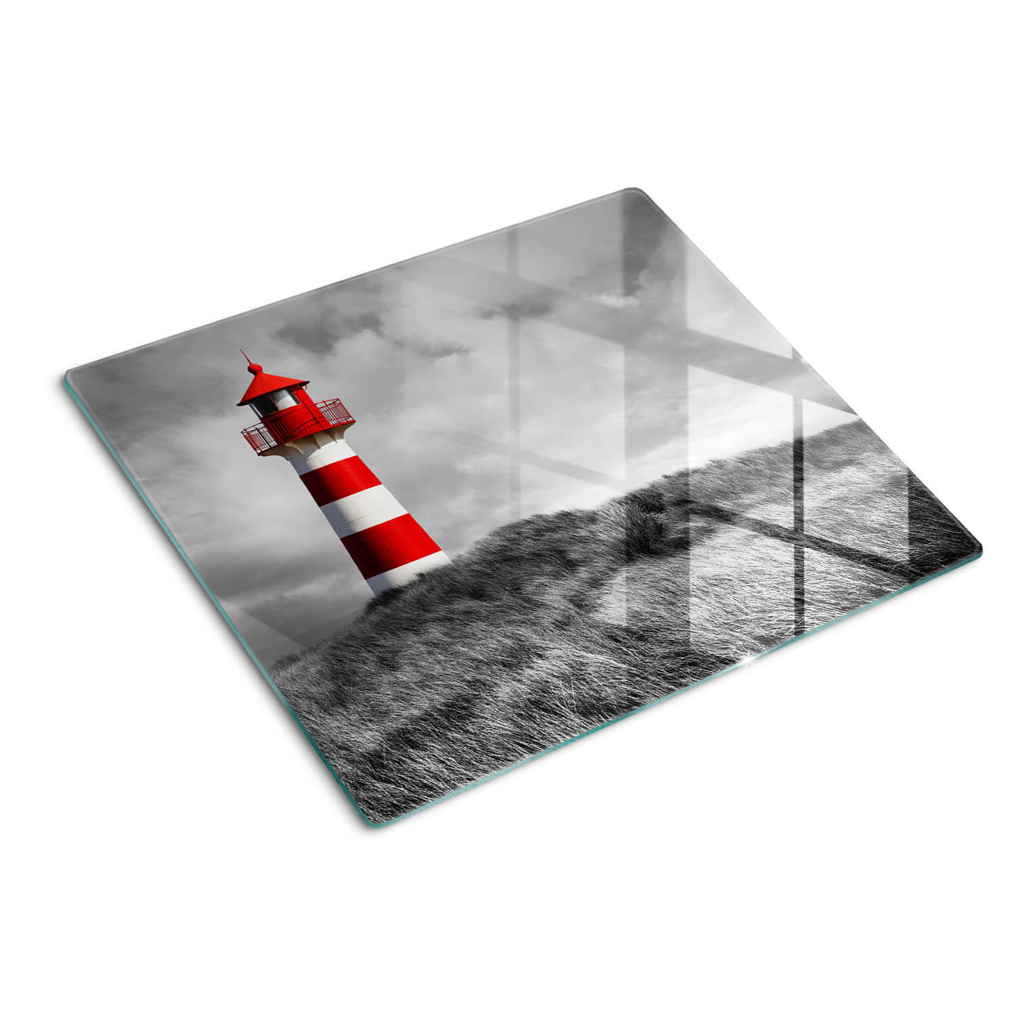 GLASPLATTE 60x52 cm Leuchtturm - Rot, Glas (60/0.4/52cm) - TULUP