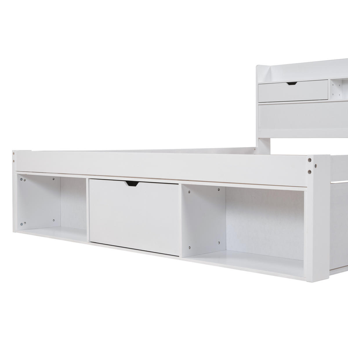 POLSTERBETT 140/190 cm Weiß mit Stauraum und USB- und Type-C-Anschlüssen - Weiß, Holz (140/190cm) - Flora Grace