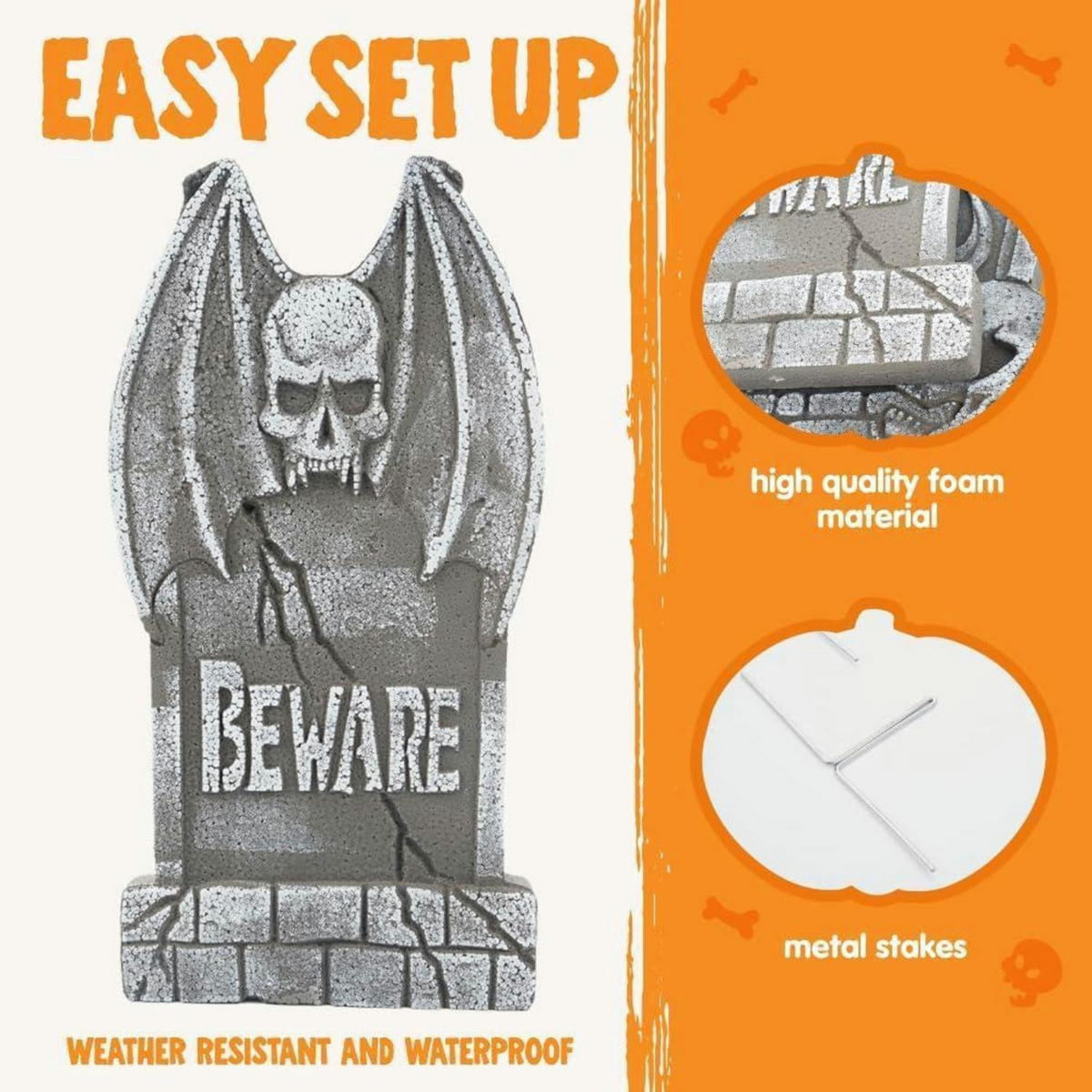 HALLOWEEN-DEKORATION Grabsteine 5-teiliges Set 43,2 cm Grau - Grau, Kunststoff (22.2/43/3.3cm)
