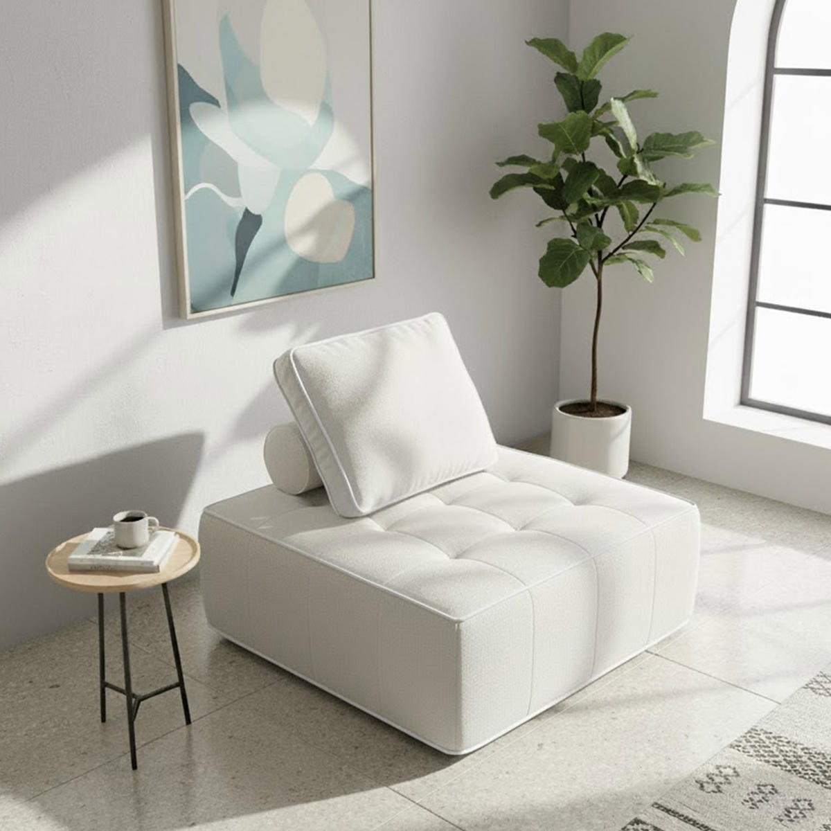 SESSEL Zen Weiß 1-Sitzer - Weiß, Textil (100/75/100cm) - COCO Living