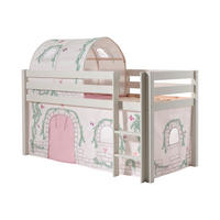 KINDERBETT Karolina 210x114x106 Massivholz Weiß Textilset Burg 2 - Hellgrau/Weiß, Holz (90/200cm) - 58aufmkessel