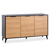 SIDEBOARD Kalma 3 Türen Schwarz/Eiche - Schwarz, Holzwerkstoff (136/76/40cm)