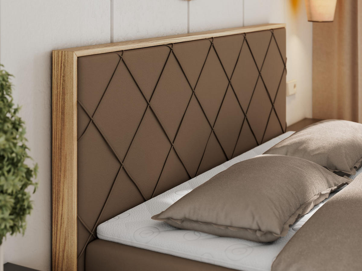 BOXBETT CAICOS 140/200 - Braun Kunstleder - H4 - Braun, Holz/Textil (140/200cm) - MKS