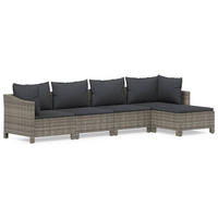 LOUNGEGARNITUR mit Auflagen, 252 cm, aus Poly Rattan, Grau, 5-teiliges Set - Grau, Kunststoff - vidaXL