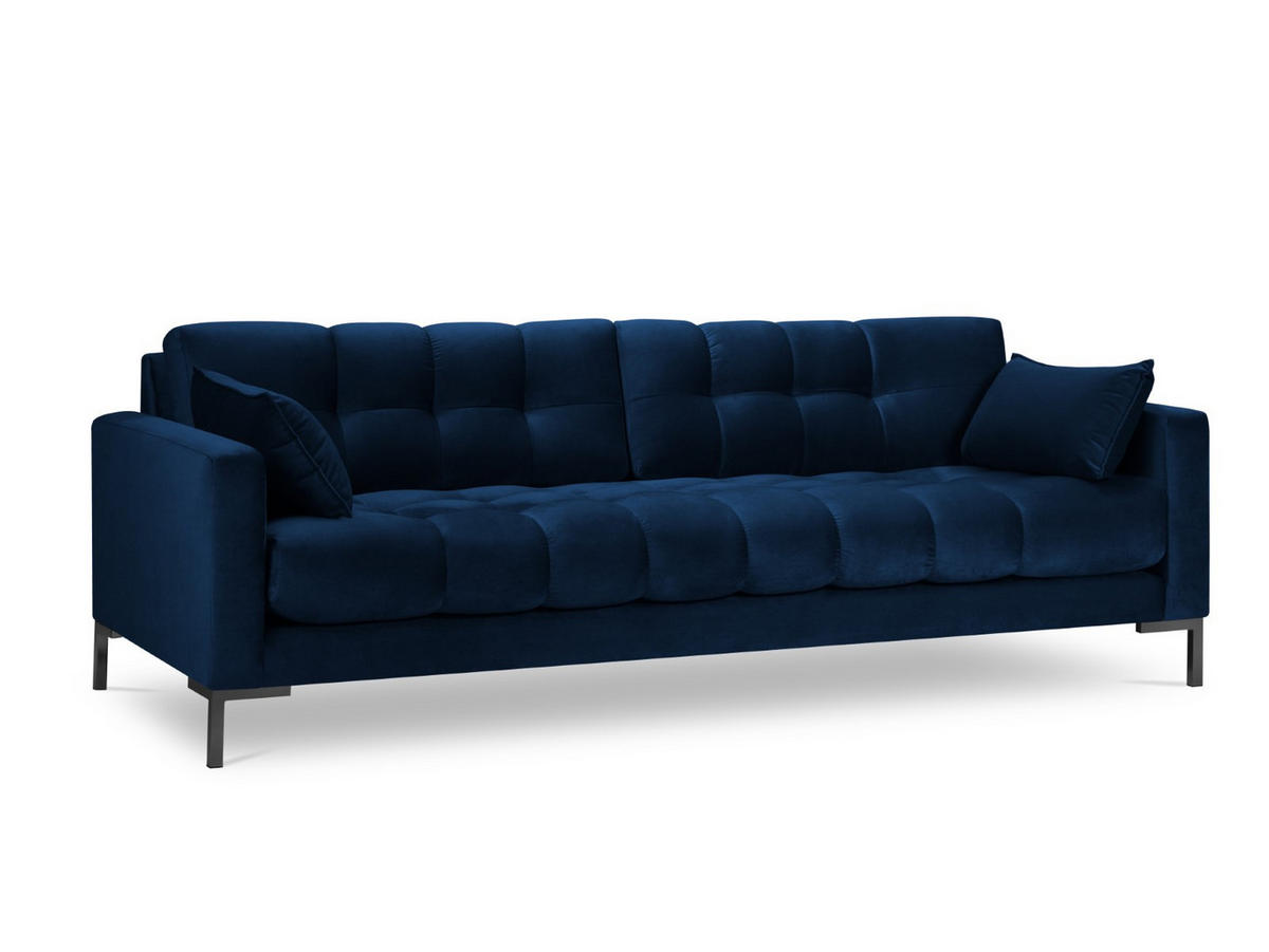 SOFA Mamaia aus Samt königsblau 4 Sitzplätze - Blau, Textil (92/75/217cm) - Micadoni