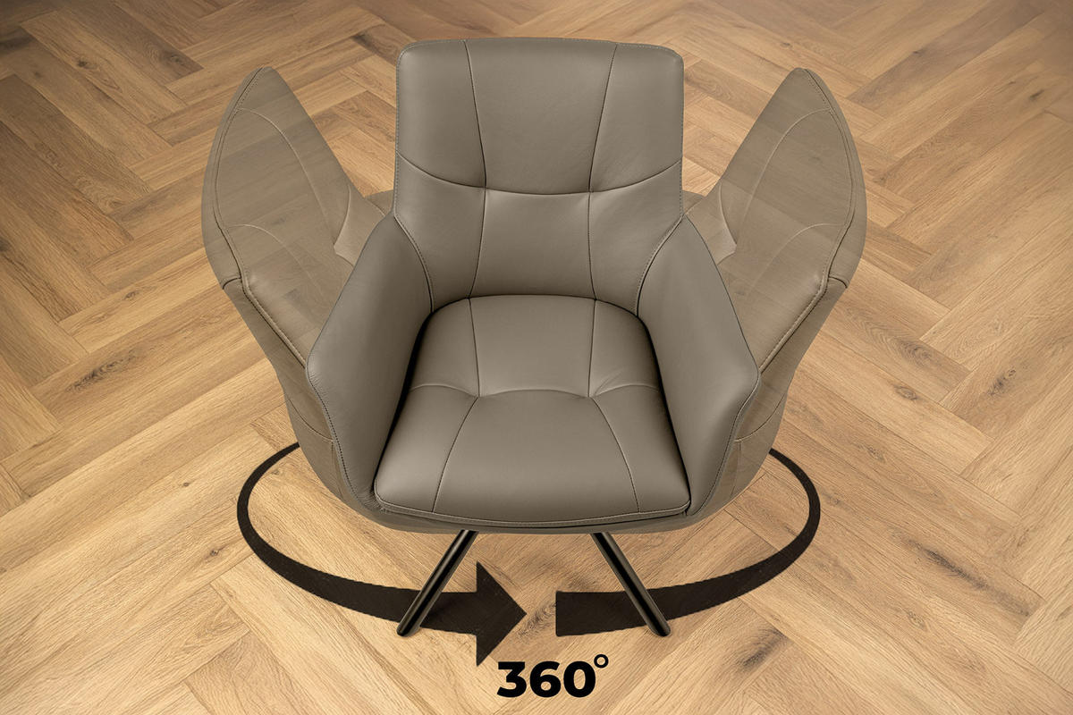 STUHL SIGNATUR Echtleder Taupe 85 cm - Taupe/Schwarz, Leder/Metall (64/85/65cm) - riess-ambiente