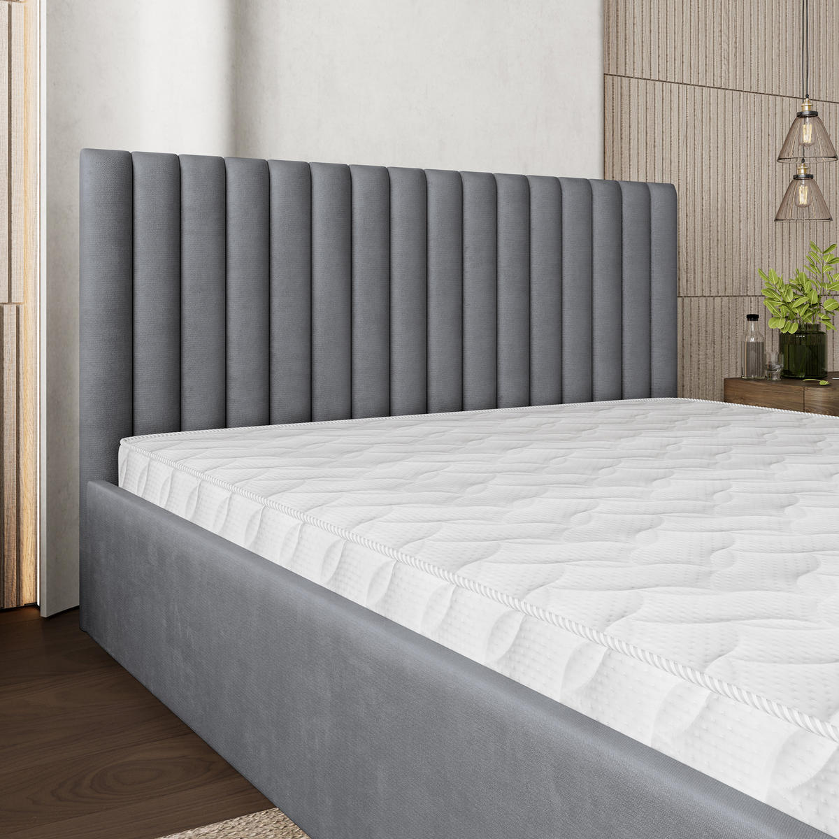 POLSTERBETT CANOVA 140x200 cm mit Bettkästen - Grau - Grau, Holz (140/200cm) - MASSENO