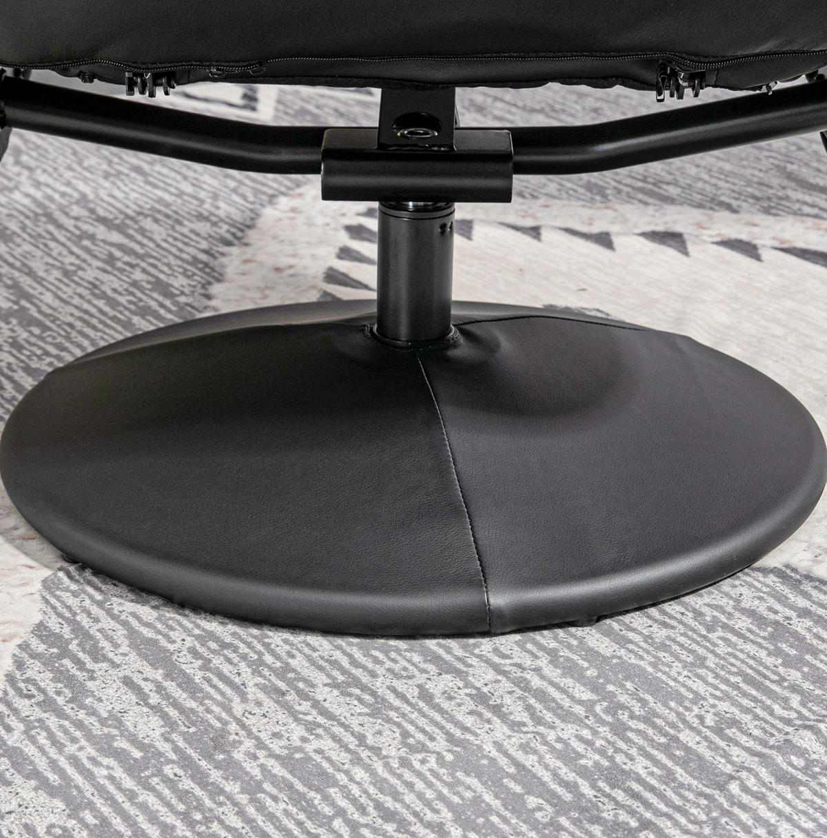 RELAXSESSEL 76/81/101 cm in Schwarz mit Hocker und Liegefunktion - Schwarz, Metall (81/101/76cm) - Flora Grace