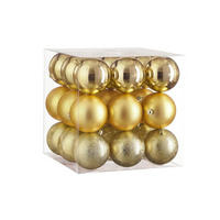 WEIHNACHTSBAUMSCHMUCK-SET 27-teilig Christbaumkugeln Gold Mix, Ø 8 cm, Kunststoff - Goldfarben, Kunststoff (40/40/40cm) - LAALU