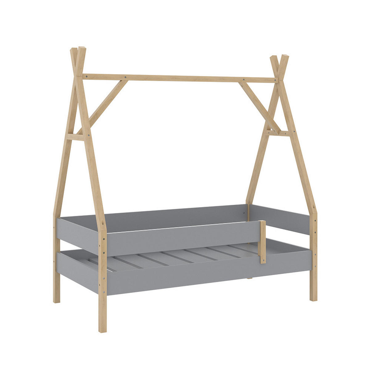 KINDERBETT Bali Grau 80x160 cm - Grau, Holz - VitaliSpa