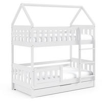 ETAGENBETT Holzbett LUMBE, Hausform - Weiß, Holz (80/190cm) - KONSIMO®