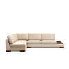 ECKSOFA mit Hocker und Lounge-Design - Beige/Walnussfarben, Holz/Textil (313/193cm) - myHomelando