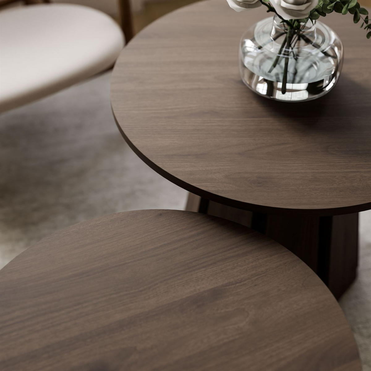 COUCHTISCHSET SILVA 2in1, Nussbaum - Nussbaumfarben, Holzwerkstoff (67/67/51cm) - Lookway