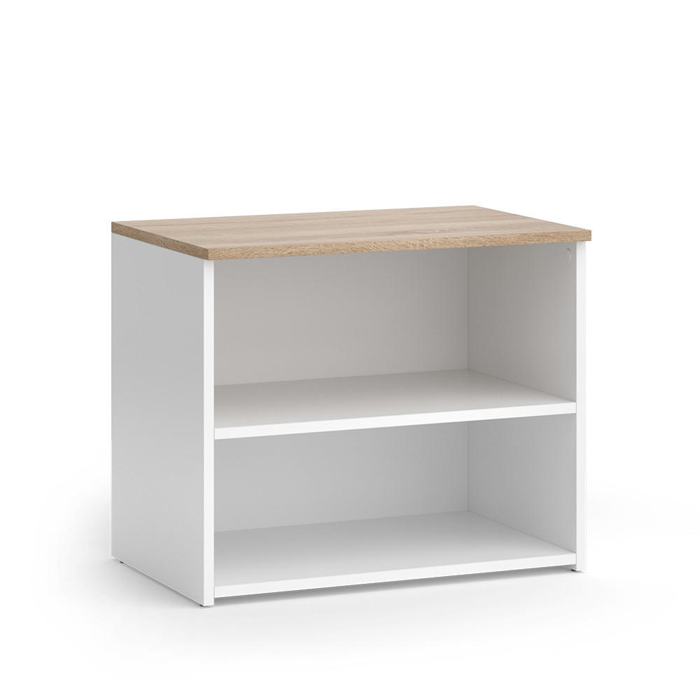 LOWBOARD Wido Weiß/Sonoma 60 x 50 cm mit 2 Fächern - Weiß, Holzwerkstoff (60/50/40cm) - Vicco