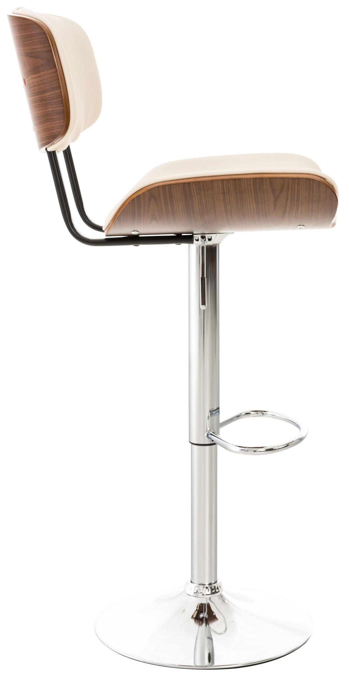 BARHOCKER Lederlook walnuss/creme - Chromfarben/Walnussfarben, Textil/Metall (50/94/56cm) - CLP
