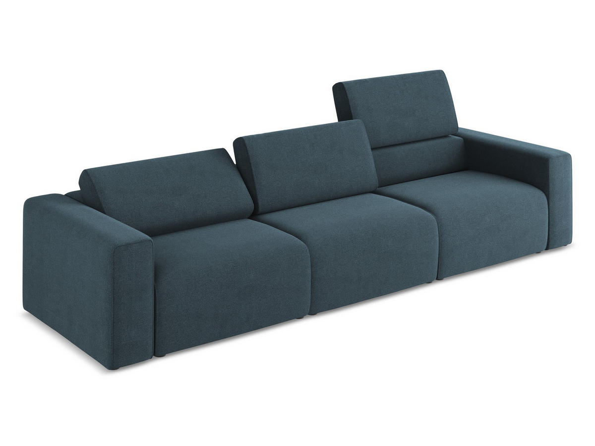 4-SITZER-SOFA Strukturstoff Stoff Blau - Blau/Pink, Kunststoff/Textil (314/80/103cm) - Makamii